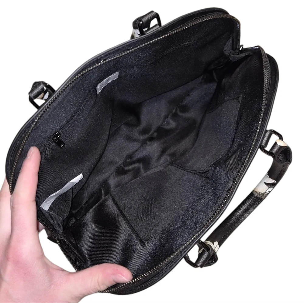 A New Day Black Floral Dome Satchel